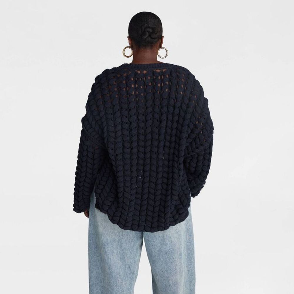 KBB by KAHLANA Women's Pullover Sweater 'The Chunky Knit Crew' - Navy Blue 3X - Picture 2 of 3